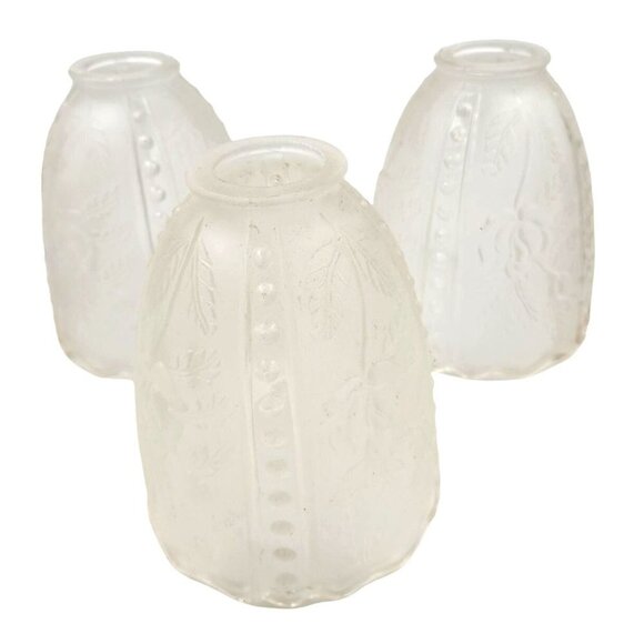 Lamp Bulb Cover, vintage frosted glass ruffled lamp shade replacement light shad - Picture 2 of 6